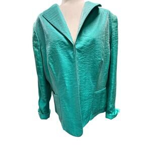 TanJay Jacket Size 16 Green Iridescent  Women lined suit